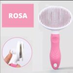 Rasqueadeira Escova Tira Pelos Pet Automática Cachorro e Gatos Remove Pelos Autolimpante (ROSA) - Imagem 7