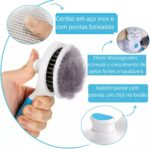 Rasqueadeira Escova Tira Pelos Pet Automática Cachorro e Gatos Remove Pelos Autolimpante (ROSA) - Imagem 2