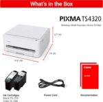 Canon PIXMA TS4320 Impressora jato de tinta colorida sem fio para impressão duplex, branca – Impressora doméstica econômica com copiadora/scanner, design compacto, fácil configuração, garantia - Imagem 9