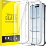 JETech Película de Vidro Temperado para iPhone Air, Protetor de Tela, Dureza 9H, Instalação Rápida, Amigável ao Case, Pacote com 3