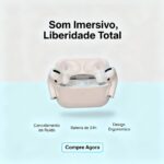 Fone Sem Fio Bluetooth Bt-5 Anti Ruido C/Qualidade Premium Cancelamento de Ruído e Bateria Longa Duração | Fone Compatível iOS e Android, controle de toque e case magnetica (Branco) - Imagem 7