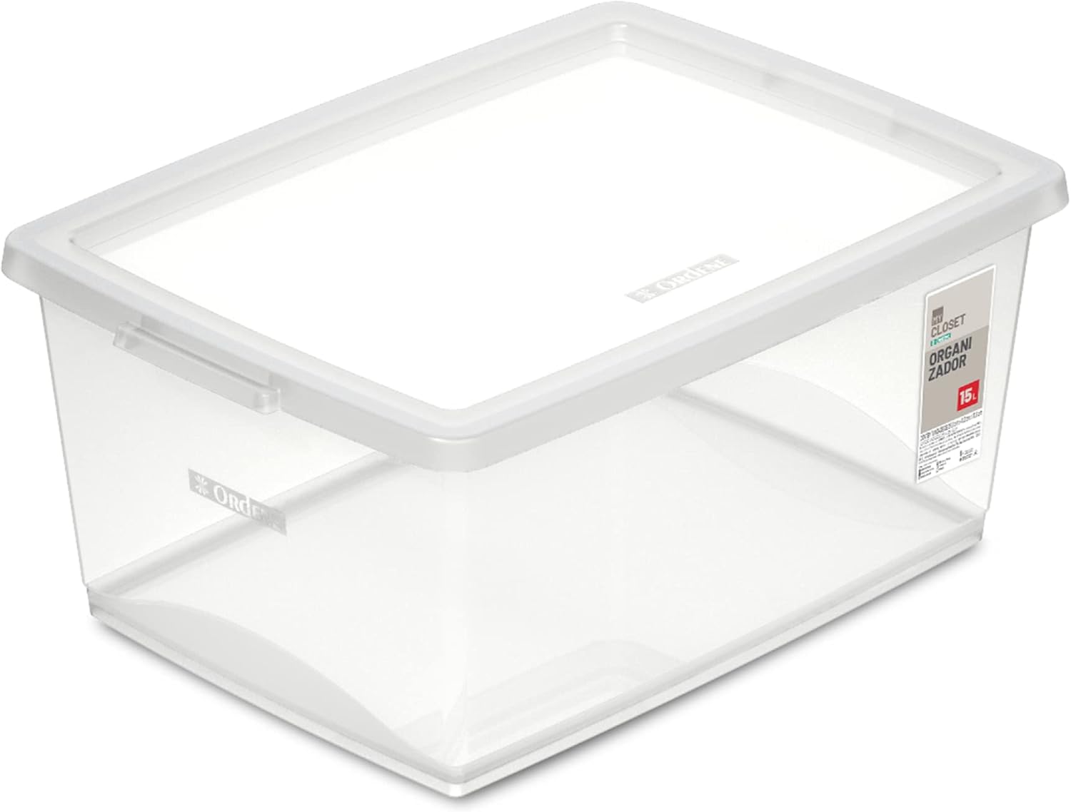 51Peql0gIL._AC_SL1500_.jpg Ordene - Caixa Organizadora Plástica de 15 Litros com Tampa, Cor Cristal, Linha My Closet - Imagem 1