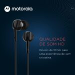 Motorola, J15000L15N1L, Earbuds 105, Fone de Ouvido com Microfone, Preto - Imagem 2