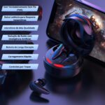 Fone Gamer Bluetooth TWS 5.4 – Redução de Ruído com IA, 8h de Bateria, Estojo LED Robótico, Microfone Nítido e Baixa Latência - Imagem 2