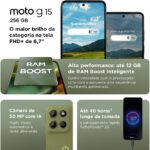 Smartphone Motorola Moto g15-256GB 12GB (4GB RAM+8GB Ram Boost) e Camera 50MP com AI e Night Vision Bateria de 5200 mAh Tela FHD+ 6.7" com Superbrilho NFC - Verde - Imagem 4