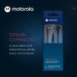 Motorola, J15000L15N1L, Earbuds 105, Fone de Ouvido com Microfone, Preto - Imagem 3