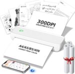 MinZhi Impressora térmica portátil, sem fio, suporta 21,6 cm x 28 cm, papel A4 e A5, Bluetooth sem tinta, compatível com Android, iOS e laptop, para escritório, viagem, casa