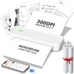 MinZhi Impressora térmica portátil, sem fio, suporta 21,6 cm x 28 cm, papel A4 e A5, Bluetooth sem tinta, compatível com Android, iOS e laptop, para escritório, viagem, casa