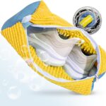 Saco para Lavar Tênis em Máquina de Lavar Roupa, Amarelo com Detalhes Azuis, Proteção para Calçados