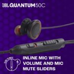 JBL, Fone de Ouvido Com Fio, Quantum 50C, Gamer, Intra Auricular, Microfone Integrado, Com Adaptador USB-C - Preto - Imagem 5