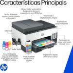 Impressora Multifuncional HP Smart Tank 754 Tanque de Tinta Colorida Wi-Fi Scanner Duplex, Bluetooth. Funções: Imprimir, Copiar, Digitalizar. Cor: Branco (2H0A6A#AK4) - Imagem 6