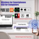 Rongta Impressora portátil sem fio para viagens, impressoras térmicas Bluetooth sem tinta para carta dos EUA de 21,6 cm x 28 cm, compatível com Android, iOS, telefone, Mac, Windows, computador para - Imagem 4