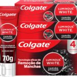 Colgate Creme Dental Clareador Luminous White Carvão Ativado 70g 4 unidades