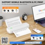MinZhi Impressora térmica portátil, sem fio, suporta 21,6 cm x 28 cm, papel A4 e A5, Bluetooth sem tinta, compatível com Android, iOS e laptop, para escritório, viagem, casa - Imagem 2