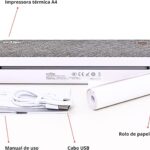 Impressora Térmica A4 Peripage Bluetooth Portátil Tatuagem Documentos sem fio USB compatível Android IOS (GS-A40)