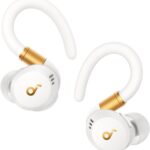 Soundcore Sport X20 da Anker Fone de Ouvido Bluetooth 5.3 Sem Fio para Treinos, Ganchos Ajustáveis, Graves Intensos, IP68, À Prova de Suor e Poeira, 48H de Reprodução, Fones para Academia, Branco