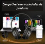 Fone de Ouvido Bluetooth 5.3 On-Ear – Headphone Sem Fio com Cancelamento de Ruído, Microfone Integrado, Ajustável e Dobrável – Ideal para Corrida, Academia, Android e iOS - Premium (Preto) - Imagem 3