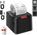 Impressora Termica Portatil, Imprimir Rótulos, Notas, Recibos, Código de barras, Ideal para Restaurantes, Lojas, Fábricas, Supermercados e Escritórios