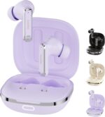 Basike F1 Fone de Ouvido Sem Fio, Bluetooth 5.4 Com ANC-Cancelamento De Ruído Ativo, ENC-Cancelamento de Ruído em Chamadas, 40Horas de Reprodução, Ajuste Confortável, Baixa Latência (Roxo)