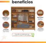 Guarda Roupas Casal 8 Portas 4 Gavetas Freijó/Cinza Flórida Moval - Imagem 4