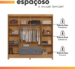 Guarda Roupas Casal 8 Portas 4 Gavetas Freijó/Cinza Flórida Moval - Imagem 5