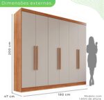 Guarda-roupa Casal 6 Portas 2 Gavetas França Cinamomo/Off-White - Imagem 2