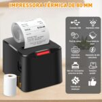 Impressora Termica Portatil, Imprimir Rótulos, Notas, Recibos, Código de barras, Ideal para Restaurantes, Lojas, Fábricas, Supermercados e Escritórios - Imagem 4