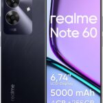 Celular Realme Note 60, 256GB ROM 4GB RAM 6.74“ Tela, 5000mAh Android 14 Octa Core Dual SIM Preto