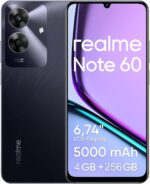 Celular Realme Note 60, 256GB ROM 4GB RAM 6.74“ Tela, 5000mAh Android 14 Octa Core Dual SIM Preto