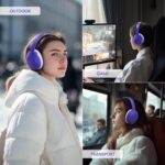 ATTACK SHARK G300 Fone de ouvido sem fio com cancelamento de ruído ativo,supra-auricular,ultraleve,dobrável,com fio/Bluetooth,20 horas de reprodução,microfone integrado,para viagens,escritório(Roxo) - Imagem 9