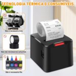 Impressora Termica Portatil, Imprimir Rótulos, Notas, Recibos, Código de barras, Ideal para Restaurantes, Lojas, Fábricas, Supermercados e Escritórios - Imagem 6