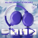 ATTACK SHARK G300 Fone de ouvido sem fio com cancelamento de ruído ativo,supra-auricular,ultraleve,dobrável,com fio/Bluetooth,20 horas de reprodução,microfone integrado,para viagens,escritório(Roxo) - Imagem 3