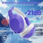ATTACK SHARK G300 Fone de ouvido sem fio com cancelamento de ruído ativo,supra-auricular,ultraleve,dobrável,com fio/Bluetooth,20 horas de reprodução,microfone integrado,para viagens,escritório(Roxo) - Imagem 6