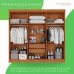Guarda-roupa Casal 6 Portas 2 Gavetas França Cinamomo/Off-White - Imagem 3