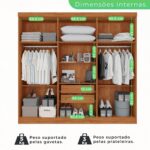 Guarda-roupa Casal 6 Portas 2 Gavetas França Cinamomo/Off-White - Imagem 4