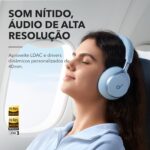 soundcore Space One da Anker, Fone de Ouvido Bluetooth 5.3 com ANC adaptivo, Headphone Gamer, Over-Ear, 60h de Bateria, Áudio Hi-Res LDAC, Controle via App, Chamadas Claras, Ajuste Confortável, Azul - Imagem 4