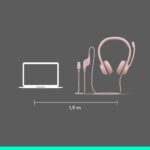 Headset com fio USB Logitech H390 com Almofadas Confortáveis, Controles de Áudio Integrado e Microfone com Redução de Ruído - Rosa - Imagem 9