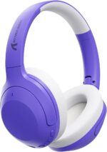 ATTACK SHARK G300 Fone de ouvido sem fio com cancelamento de ruído ativo,supra-auricular,ultraleve,dobrável,com fio/Bluetooth,20 horas de reprodução,microfone integrado,para viagens,escritório(Roxo)