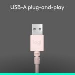 Headset com fio USB Logitech H390 com Almofadas Confortáveis, Controles de Áudio Integrado e Microfone com Redução de Ruído - Rosa - Imagem 6