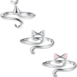 Anel de crochê de metal, 3 peças, ajustável, gancho de malha, acessórios, chapéu de dedo, guia de fios, suporte de dedo DIY tricô artesanato orelhas de gato