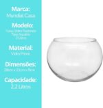Vaso Aquário De Vidro Redondo 2,2 Litros Para Terrário - Imagem 9