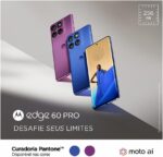 Smartphone Motorola Edge 60 PRO 5G - 256GB 24GB (12GB RAM+12GB Ram Boost) Tela Quad-Curve moto AI 50MP Sony Camera ultrarresistencia militar IP68 + IP69 - Azul Marinho - Imagem 2