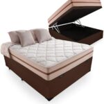 Cama Box Com Baú Casal + Colchão De Molas Ensacadas - Anjos - Classic 22x188x138cm