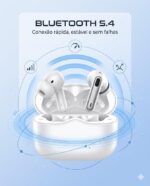 Fone De Ouvido Bluetooth 5.4, Com Borrachinhas, Compatível Com Todo Celular, Cancelamento Ruído, Bateria 16 Horas, Microfone, Controle Touch, Resistente a Agua, Cabo de Carregamento - Linha Premium - Imagem 2