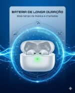 Fone De Ouvido Bluetooth 5.4, Com Borrachinhas, Compatível Com Todo Celular, Cancelamento Ruído, Bateria 16 Horas, Microfone, Controle Touch, Resistente a Agua, Cabo de Carregamento - Linha Premium - Imagem 5