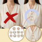 10 Botões Broches Pressão Decote Super Luxo Pedras Strass - Diga adeus aos decotes indesejados e roupas largas com elegância e praticidade! - Imagem 3