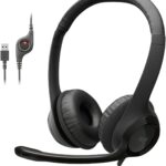 Headset com fio USB Logitech H390 com Almofadas Confortáveis, Controles de Áudio Integrado e Microfone com Redução de Ruído - Preto