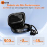 Basike Fone de Ouvido Bluetooth 6.0 Esportivo Intra-Auricular, Som Hi-Fi Estéreo, Suporta Chamadas de Voz, Display LED, TWS/IPX5/ENC Compatível com Android e iOS – Preto - Imagem 4