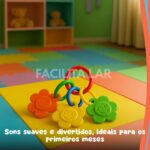 Kit Chocalho para Bebê 8 Peças Brinquedo Educativo Sensorial Mordedor Infantil Colorido Desenvolvimento Motor - Imagem 5