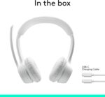 Headset Sem Fio Logitech Zone 300 Com Microfone Flip-to-Mute com Cancelamento de Ruído, Conexão Bluetooth, Bateria Recarregável via USB-C e Almofadas Confortáveis - Branco - Imagem 10